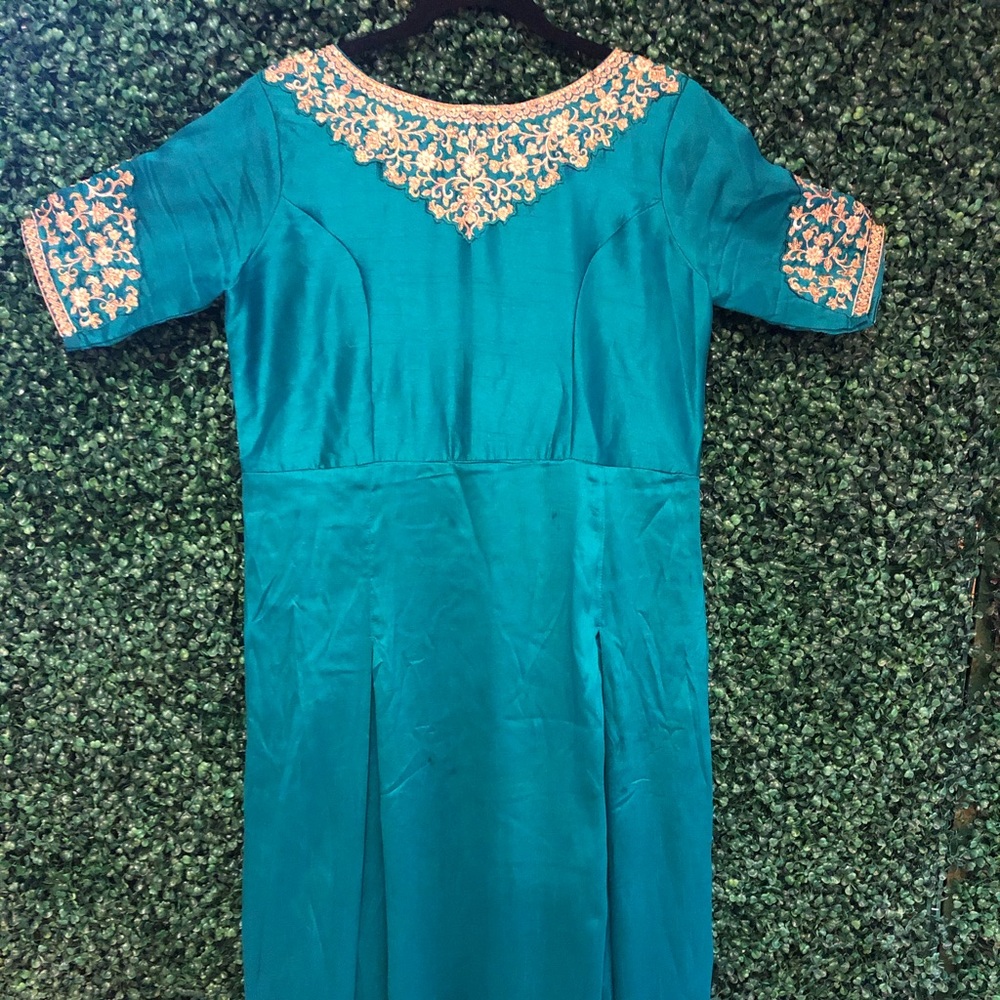 Teal blue Anarkali gown
